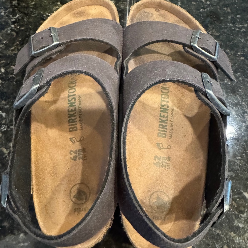 BIRKENSTOCK BROWN SUEDE MILANO SANDALS-MEN'S SIZE US 9-9.5/EURO 42 LIKE NEW!